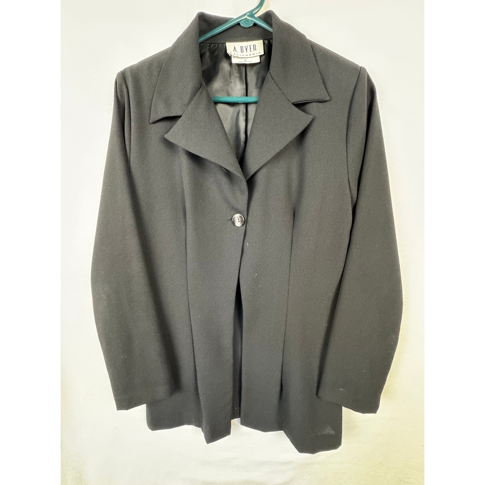 A. Byer Blazer Womens M Black Single Button Vintage Made in USA Professional